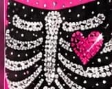 Detail of the rhinestone skeleton bra design