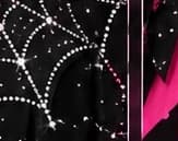 Detail of the spiderweb rhinestone skirt overlay